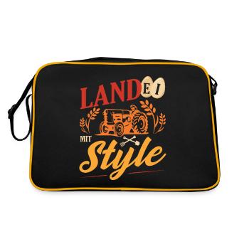 Nachwuchs Landwirt Landei Mit Style Bauern - Retro Tasche - Schwarz/Gold - Hinten