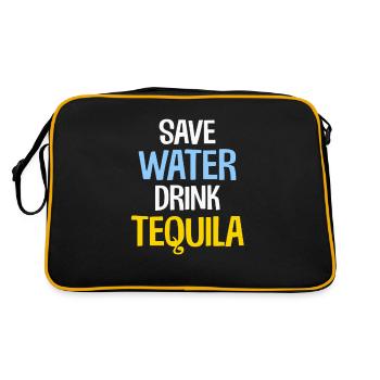 Économiser de l’eau boire de la tequila drôle d’alcool mexicain - Sac Retro - noir/or - Dos