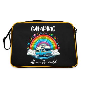 Camping all over the world Weltreise Grenzenlos - Retro Tasche - Schwarz/Gold - Hinten