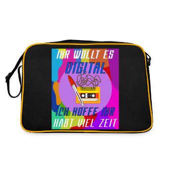 Cassette, Ihr wollt es Digital. - Retro Tasche - Schwarz/Gold - Hinten