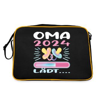 Oma 2024 werdende Oma 2024 Loading - Retro Tasche - Schwarz/Gold - Hinten