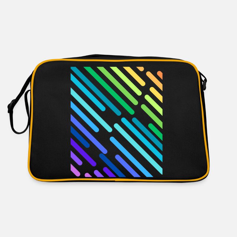 REGENBOGEN-STREIFEN - Retro Tasche - Schwarz/Gold