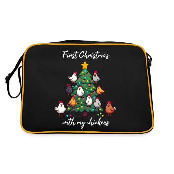 Christmas with Chickens Chicken Owner Chicken Coop - Retro Bag - black/gold - Back