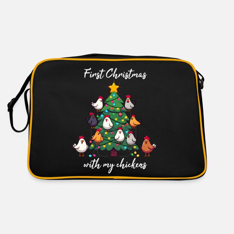 Weihnachten mit Hühner Hühnerbesitzer Hühnerstall - Retro Tasche - Schwarz/Gold