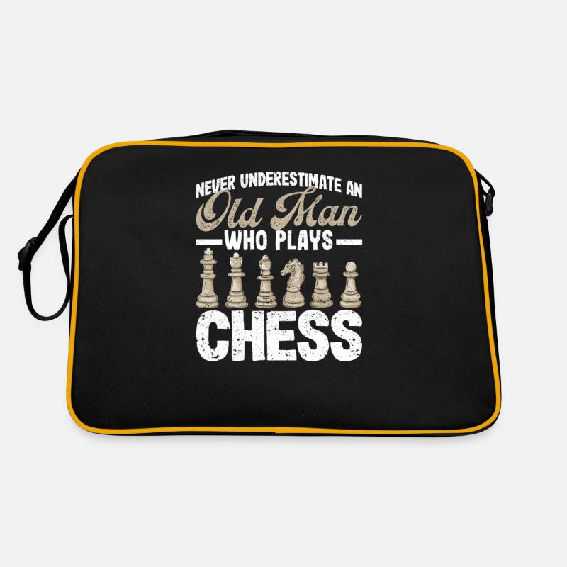 Unterschätze niemals einen alten Mann, der Schach Retro Tasche