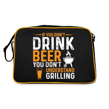 Wenn Du Kein Bier Trinkst, Verstehst Du Das Grille - Retro Tasche - Schwarz/Gold - Hinten