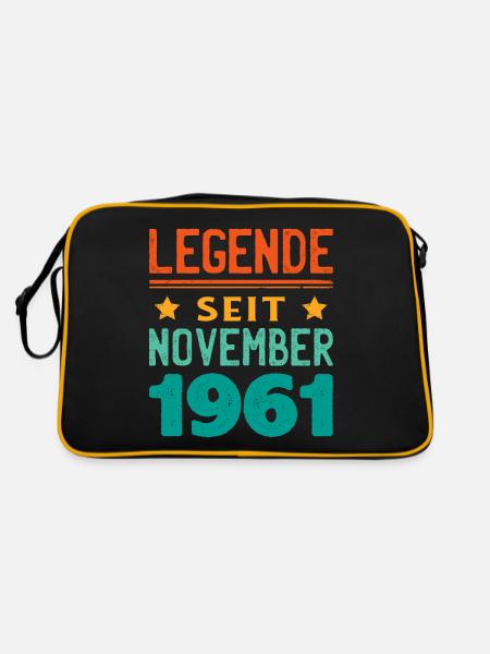 November 1961 Legende seit 62 Jahren Mann Frau - Retro Tasche - Schwarz/Gold - Hinten