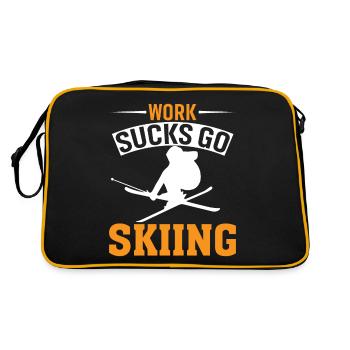 Arbeit Ist Scheiße, Geh Skifahren - Retro Tasche - Schwarz/Gold - Hinten