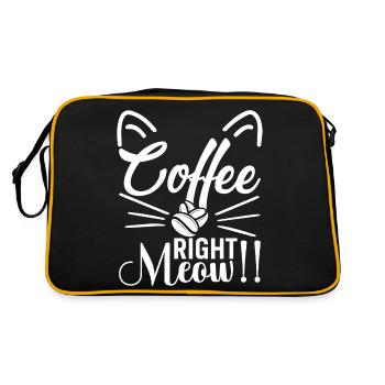 Kaffee... Genau Miau!! - Retro Tasche - Schwarz/Gold - Hinten