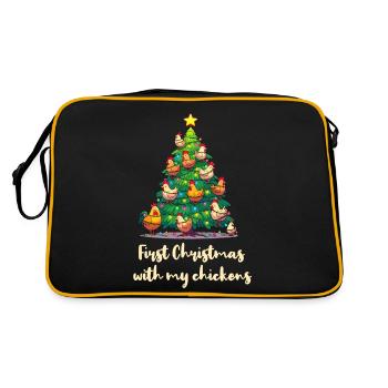 Christmas with chickens chicken owner chicken coop - Retro Bag - black/gold - Back