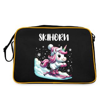 Mignon Licorne Ski Vacances Ski Piste Rose - Sac Retro - noir/or - Dos