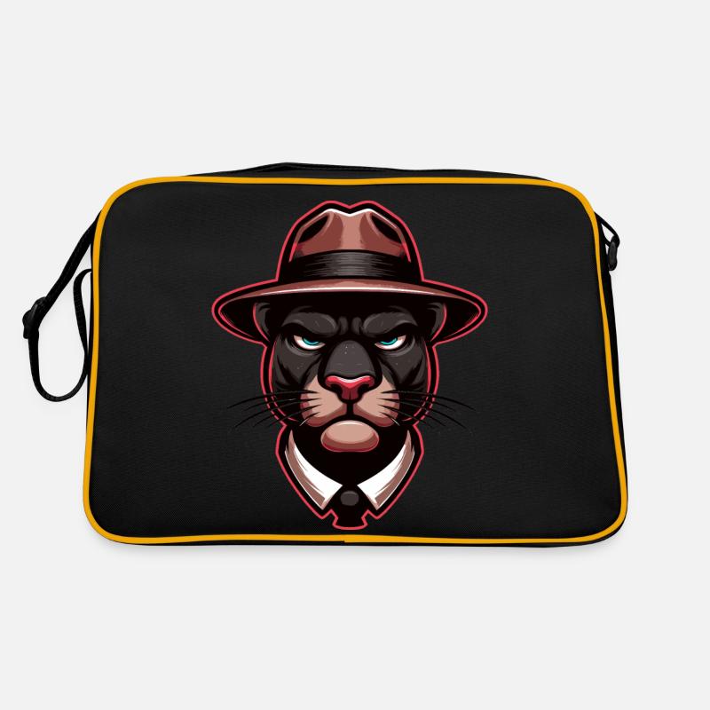 Panther mit Hut Retro Tasche