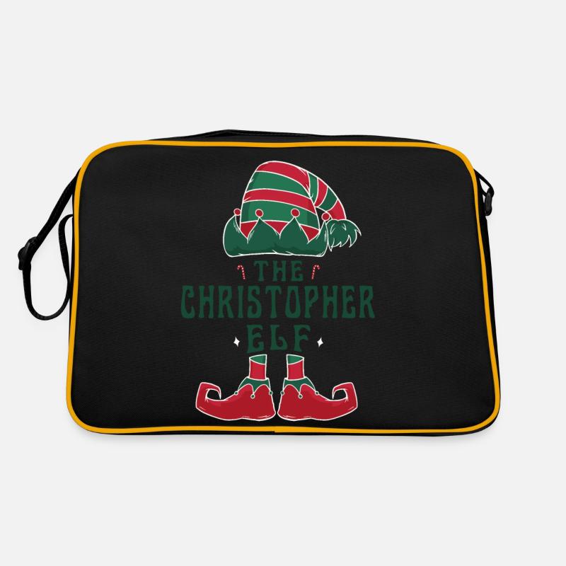 Christopher Elf Personalisierter Name Weihnachten Retro Tasche