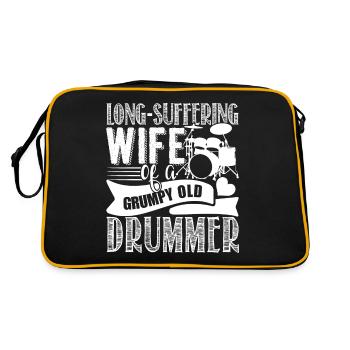 Long Suffering Wife Of A Grumpy Old Drummer - Retro Bag - black/gold - Back