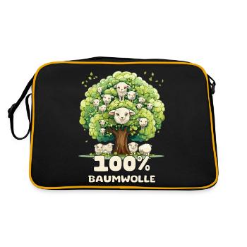 Lustiges Wortspiel; 100 % Baumwolle - Retro Tasche - Schwarz/Gold - Hinten