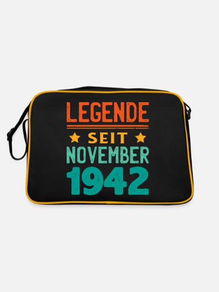 November 1942 Legende seit 81 Jahren Mann Frau - Retro Tasche - Schwarz/Gold - Hinten