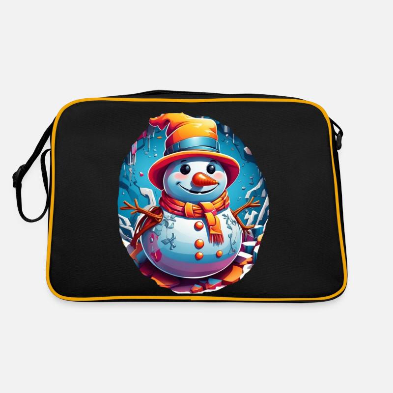 Schneemann, Schneemann - Retro Tasche - Schwarz/Gold
