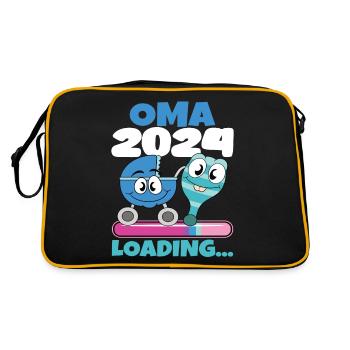 Oma 2024 werdende Oma 2024 Loading - Retro Tasche - Schwarz/Gold - Hinten