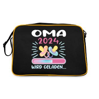 Oma 2024 werdende Oma 2024 Loading - Retro Tasche - Schwarz/Gold - Hinten