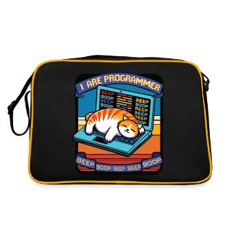 Je suis programmeur, gros chat endormi - Sac Retro - noir/or - Dos