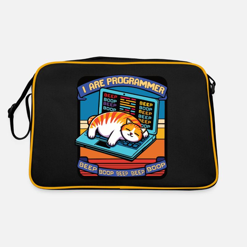 Ich bin Programmierer, fette schlafende Katze Retro Tasche