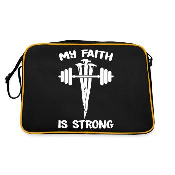 Nagelkreuz Mein Glaube ist stark Jesus 1 Kreuz 3 - Retro Tasche - Schwarz/Gold - Hinten