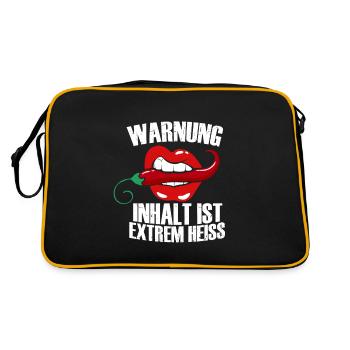 Warning Content is extremely Hot, Humor, Fun, Fun, - Retro Bag - black/gold - Back