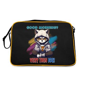Good morning? Very thin ice! Humor, Spaß, Fun, - Retro Bag - black/gold - Back