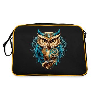 Eule Wildnis Geist Tier Natur Steampunk - Retro Tasche - Schwarz/Gold - Hinten