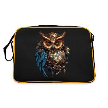 Eule Wildnis Geist Tier Natur Steampunk - Retro Tasche - Schwarz/Gold - Hinten