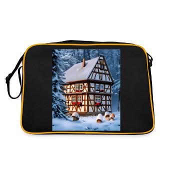 Alsace maison à colombages neige - Sac Retro - noir/or - Dos