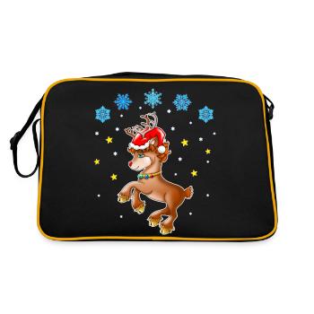 Reindeer Rudolf with Santa hat - Retro Bag - black/gold - Back