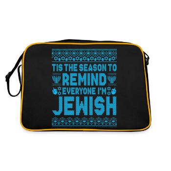 Frohe Weihnachten, Weihnachten, Chanukka, Weihnachten - Retro Tasche - Schwarz/Gold - Hinten