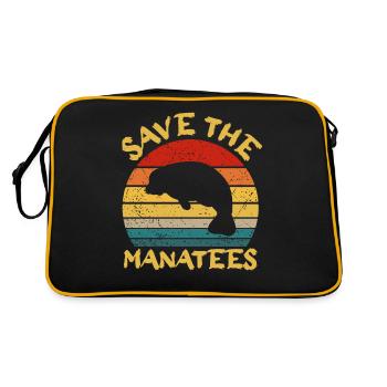 Rettet Die Seekühe Wassertiere Seekühe - Retro Tasche - Schwarz/Gold - Hinten