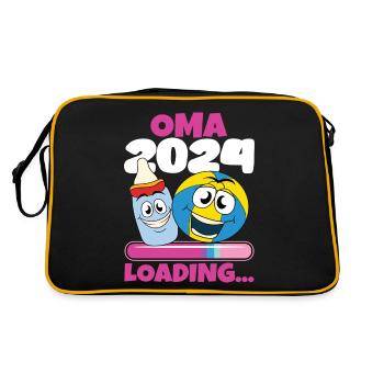 Oma 2024 werdende Oma 2024 Loading - Retro Tasche - Schwarz/Gold - Hinten