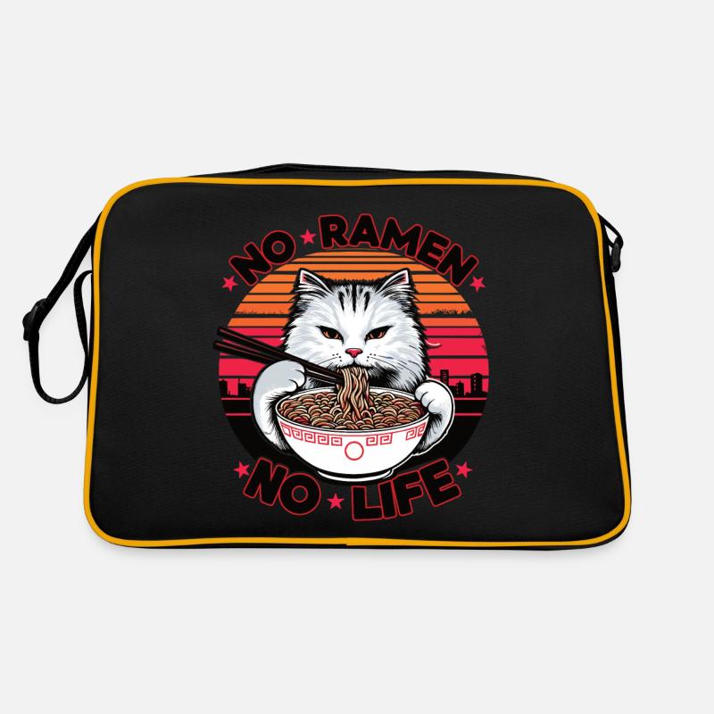 Pas de Ramen Pas de vie chat, coloré Sac Retro