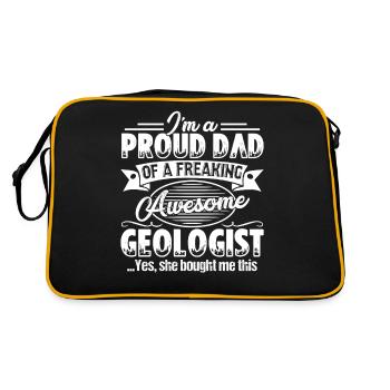 Geologist Proud Dad Of Awesome Geologist - Retro Bag - black/gold - Back