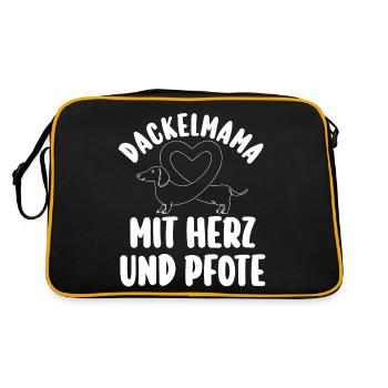 Hund Dachshund Dackel - Retro Tasche - Schwarz/Gold - Hinten