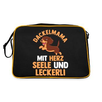 Hund Dachshund Dackel - Retro Tasche - Schwarz/Gold - Hinten