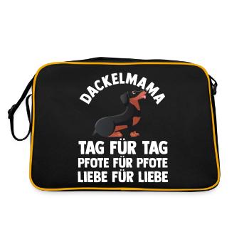 Hund Dachshund Dackel - Retro Tasche - Schwarz/Gold - Hinten