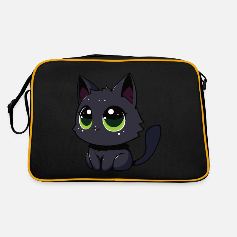 Black cat watching you, zooning out Retro Bag