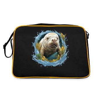 Rettet Die Seekühe Wassertiere Seekühe - Retro Tasche - Schwarz/Gold - Hinten