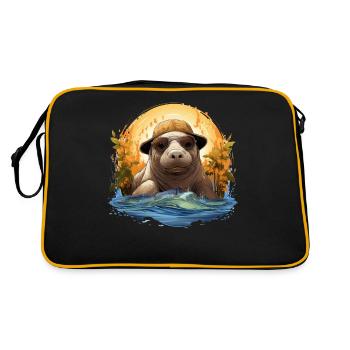 Rettet Die Seekühe Wassertiere Seekühe - Retro Tasche - Schwarz/Gold - Hinten