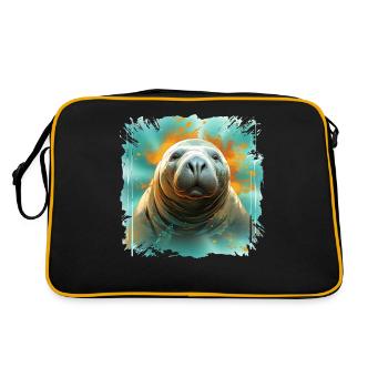 Rettet Die Seekühe Wassertiere Seekühe - Retro Tasche - Schwarz/Gold - Hinten