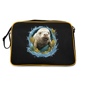 Rettet Die Seekühe Wassertiere Seekühe - Retro Tasche - Schwarz/Gold - Hinten