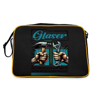 Glaser Beruf mit lustigen Spruch - Retro Tasche - Schwarz/Gold - Hinten