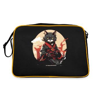 Japanese Art Cat Kawaii Anime - Retro Bag - black/gold - Back