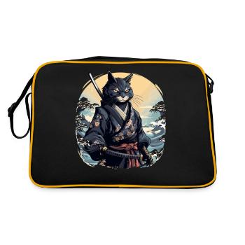 Japanese Art Cat Kawaii Anime - Retro Bag - black/gold - Back