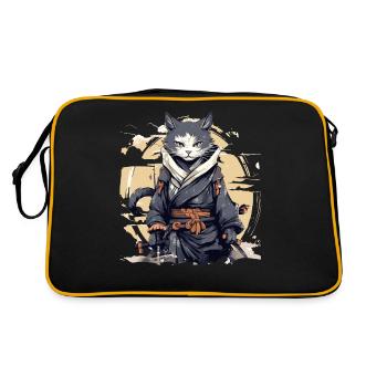 Japanese Art Cat Kawaii Anime - Retro Bag - black/gold - Back
