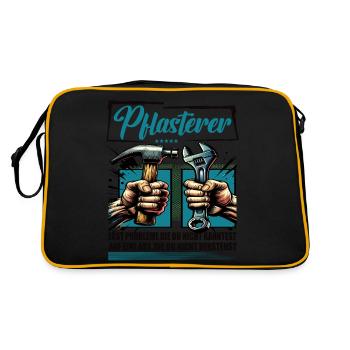 Pflasterer Beruf mit lustigen Spruch - Retro Tasche - Schwarz/Gold - Hinten